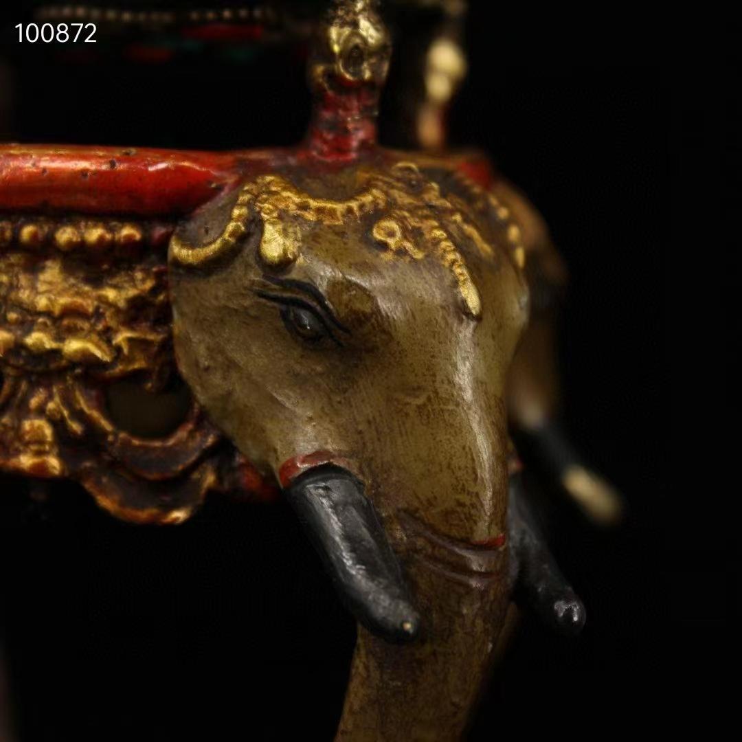 中国古美術・老純銅製・純手作り・鎏金高浮彫香炉・镶嵌宝石 ・熏香炉・置物・文房具