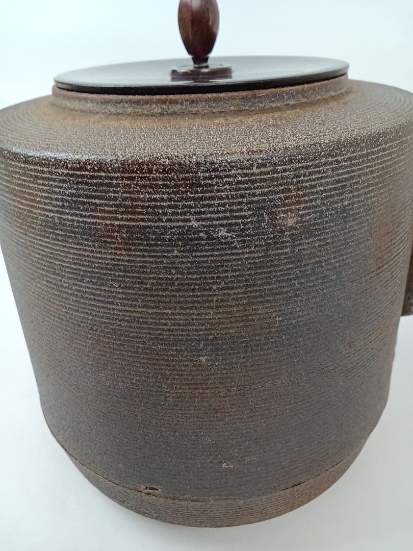 【釜師 人間国宝 佐藤浄清】筒釜 糸目地紋 茶道具 美術品 工芸品 コレクション