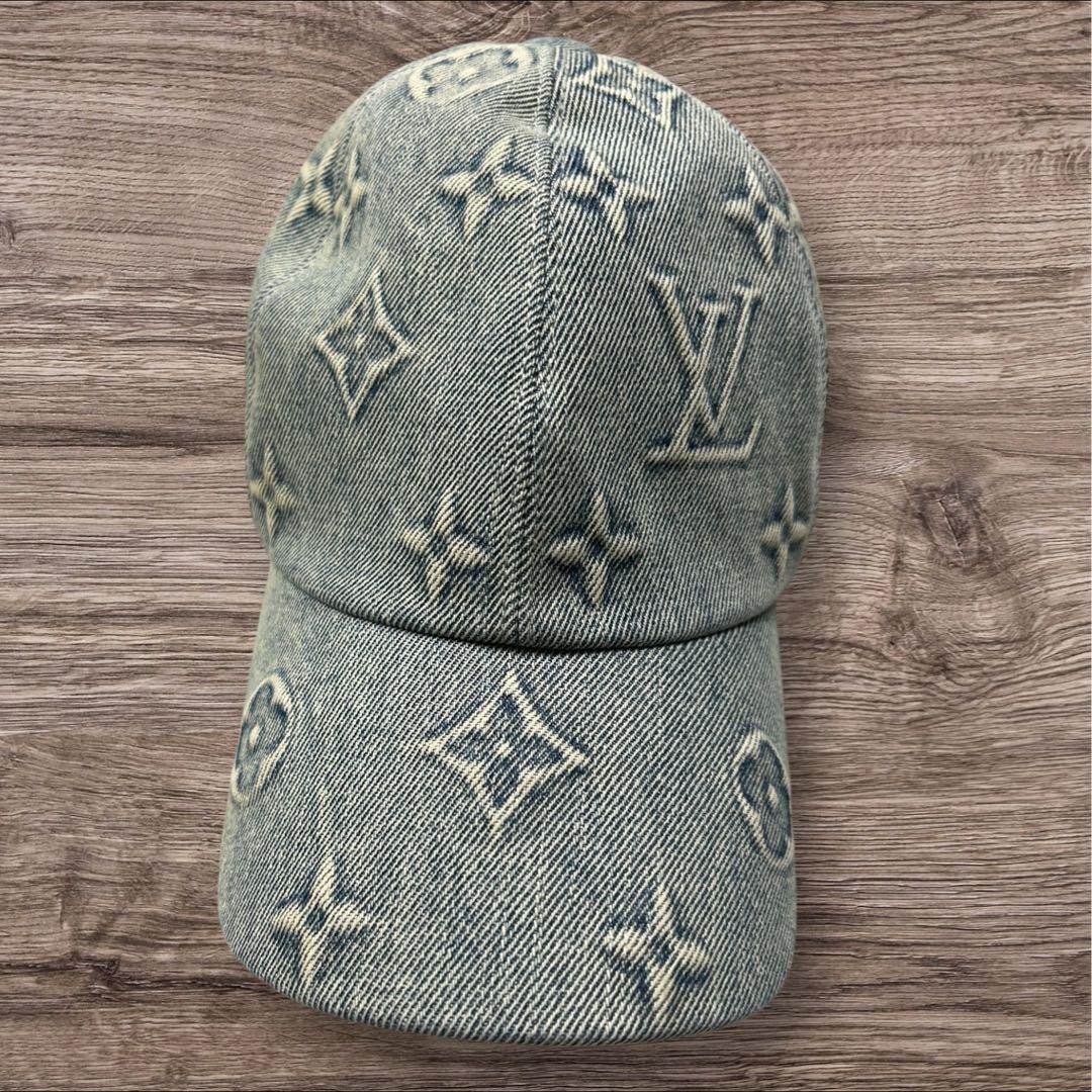 【美品】ルイヴィトン モノグラム デニム キャップ M7156L イタリア製