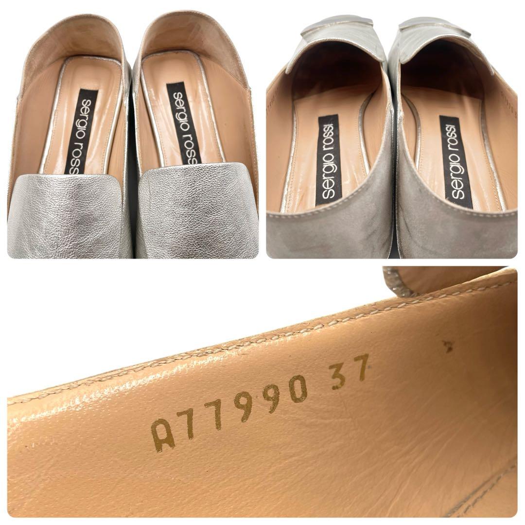セルジオロッシ sr1 フラット スリッポン シルバー金具 銀 37 付属あり