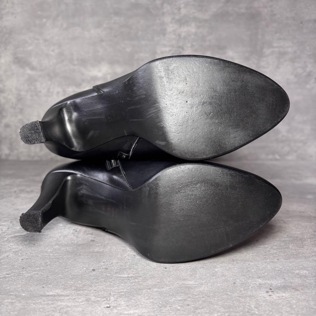 【極美品】DIANA ダイアナ　ロングブーツ　フルジップ　ベルト　レザー 黒