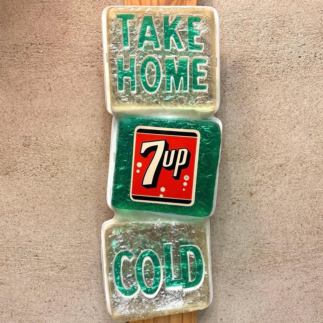 スーパーレア！　1965年　セブンアップ　エンボス　3D氷　看板　ストアサイン