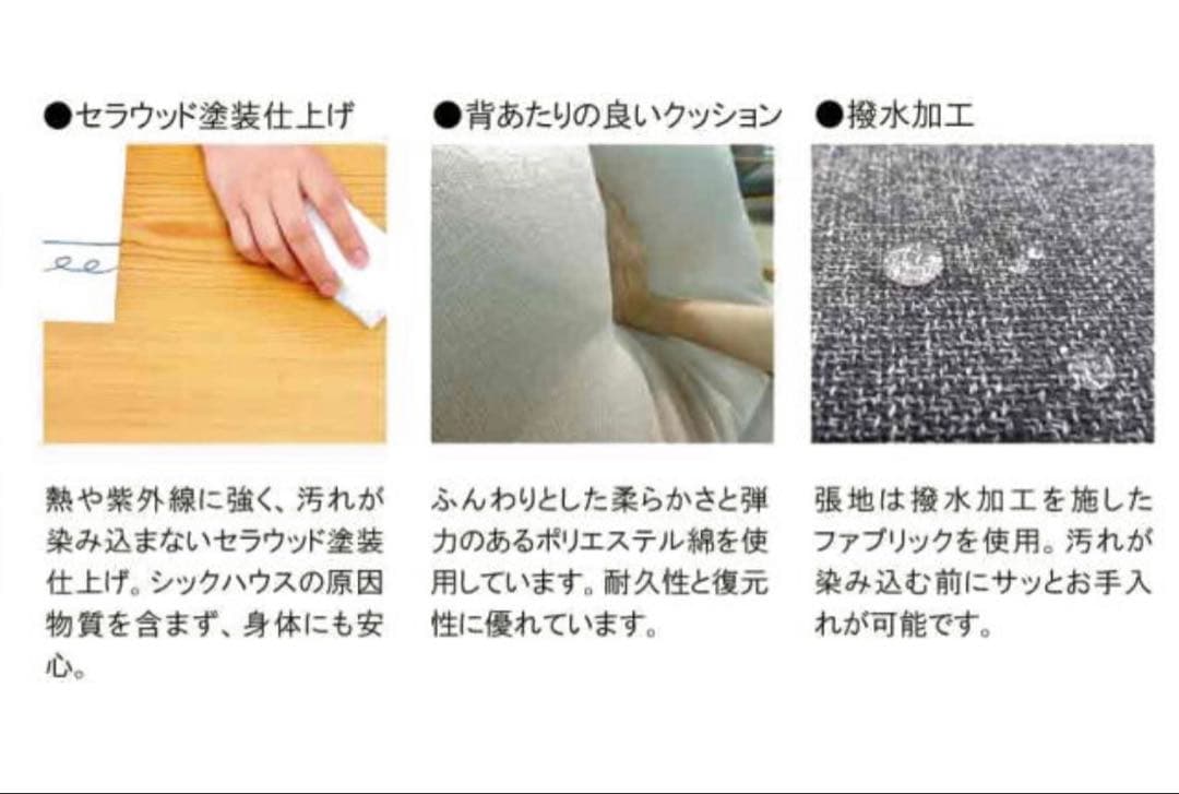 【週末セール】北欧　2.5人掛けファブリックソファ