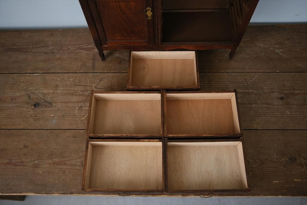 フランスアンティーク木製ドールハウス用ドロワー/アクセサリーケース(90-153