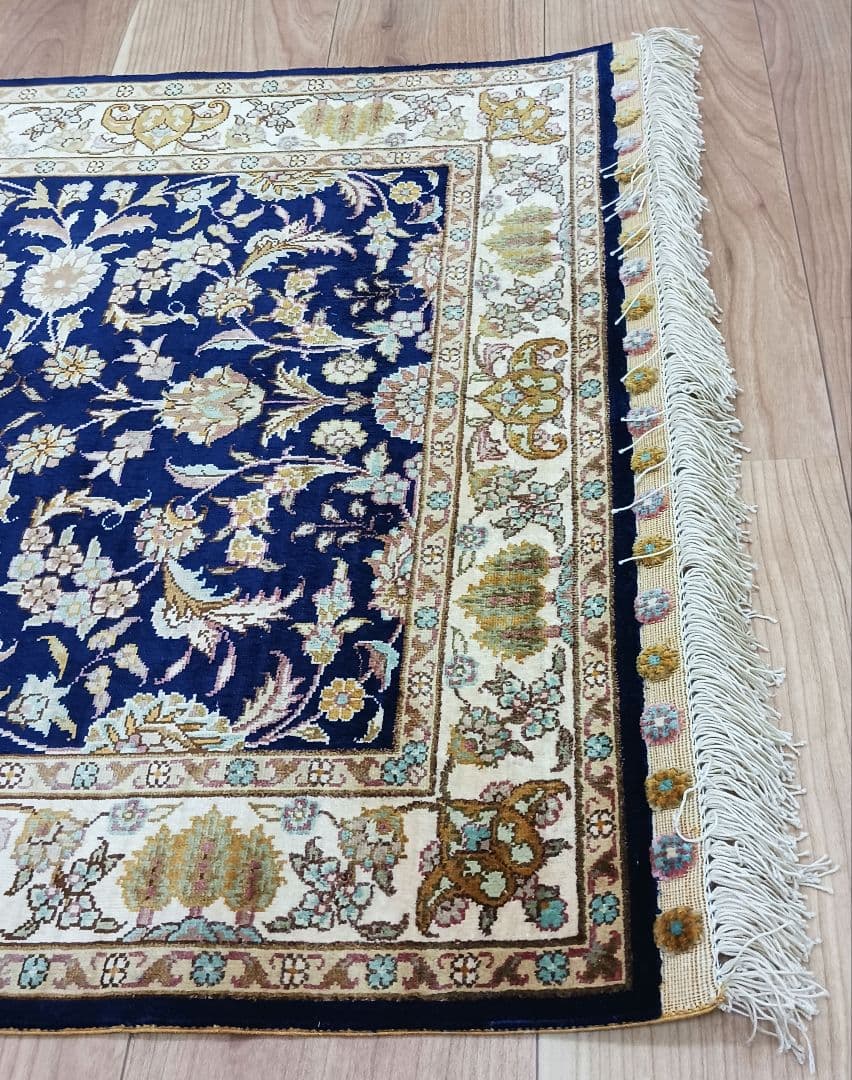 Y3181 トルコ カイセリ絨毯 シルク100% 手織り 93×63㎝