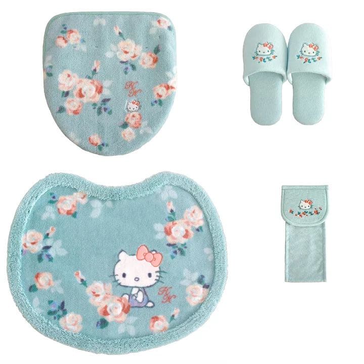ハローキティ トイレマット セット 新品 ４点 グリーン 兼用