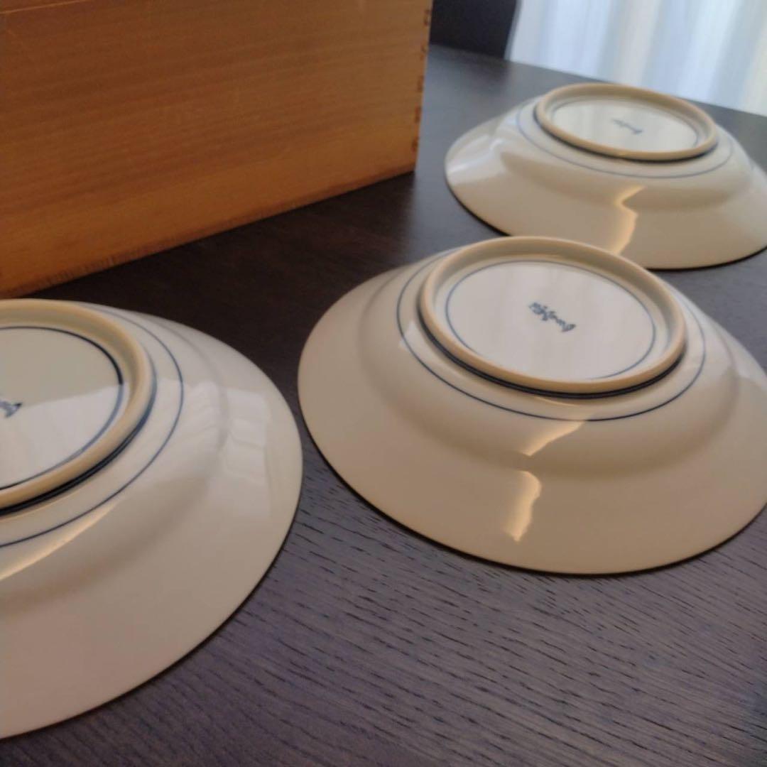 有田焼 源右衛門 皿 3枚セット 染錦椿見込 深皿