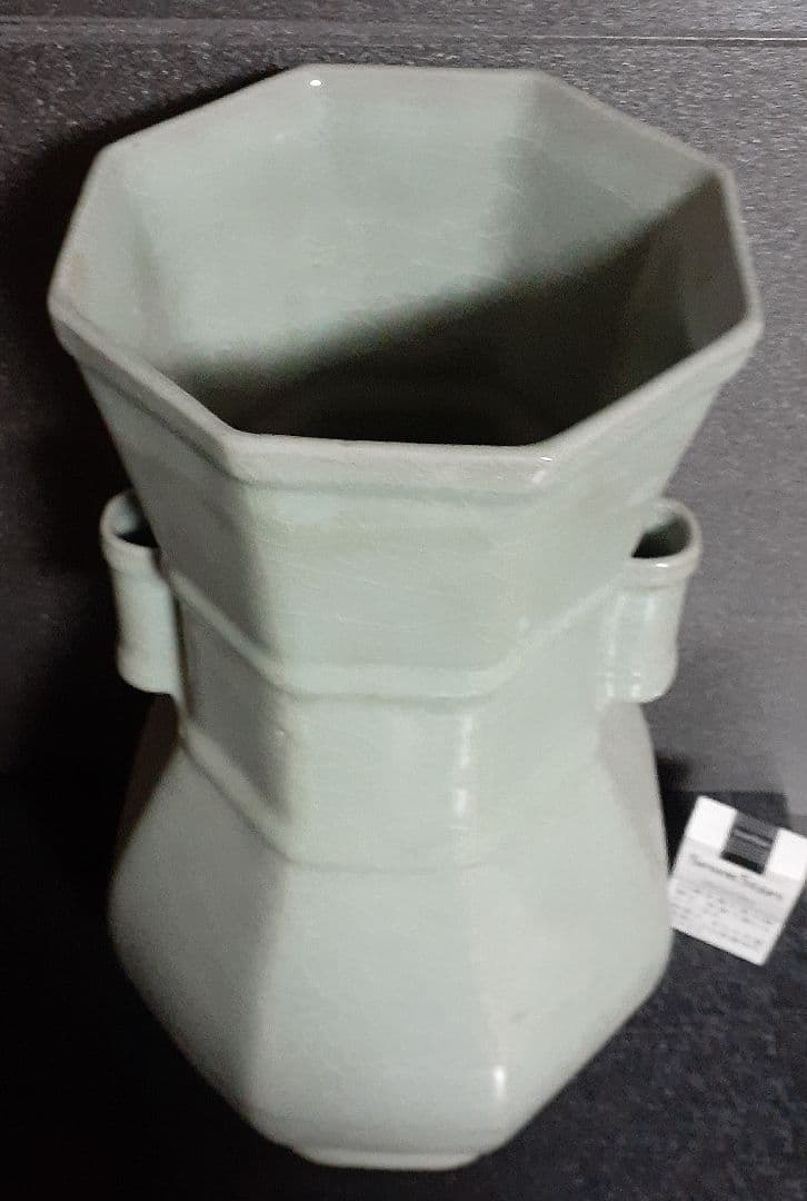 中国古美術　中国古陶磁器　中国古玩　中華民国期頃　倣【郊壇官窯】青磁　双耳　大瓶