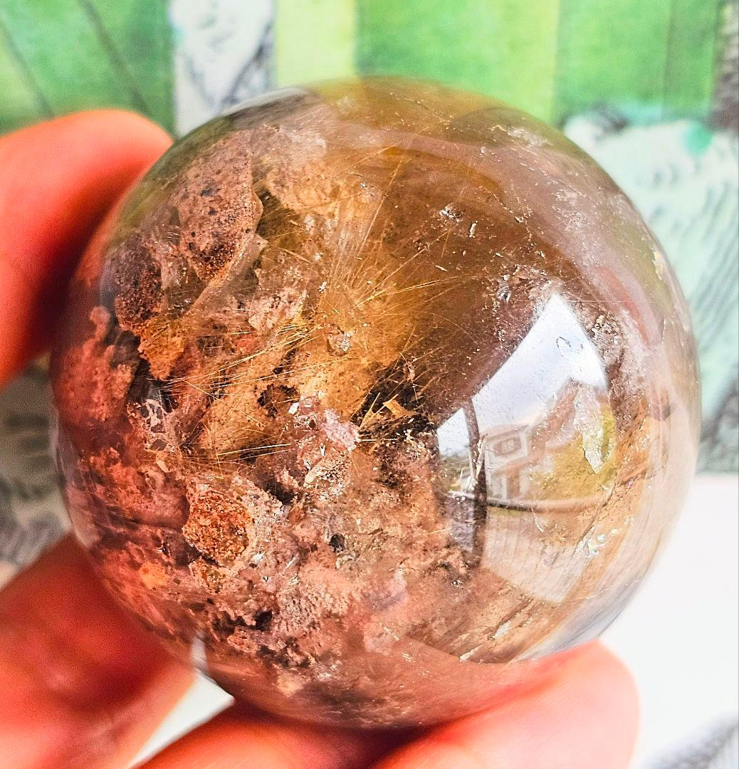 金運上昇‼️ルチル&ガーデンクォーツの丸玉