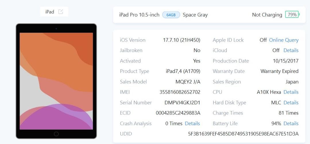 iPad Pro 10.5インチ Wi-Fi + Cellular 64GB