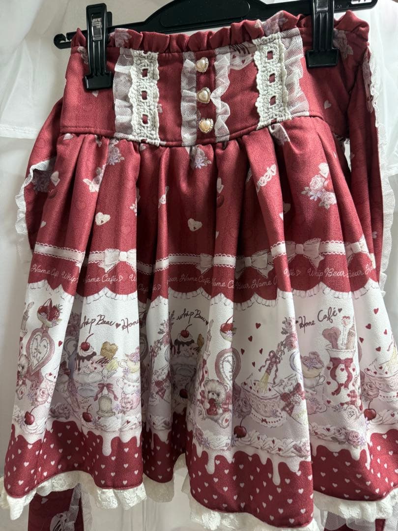 LIZLISA ♥Whip Bear  Cafe 柄スカパン♥ボルドー♥