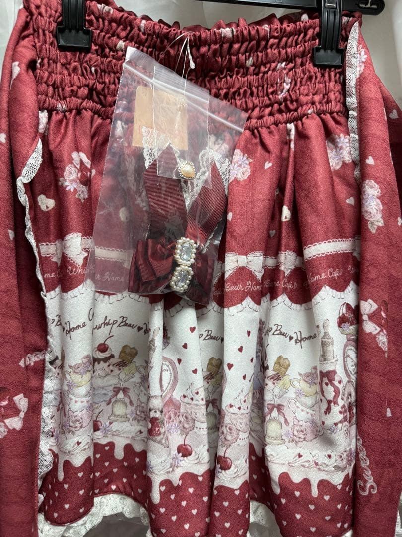 LIZLISA ♥Whip Bear  Cafe 柄スカパン♥ボルドー♥