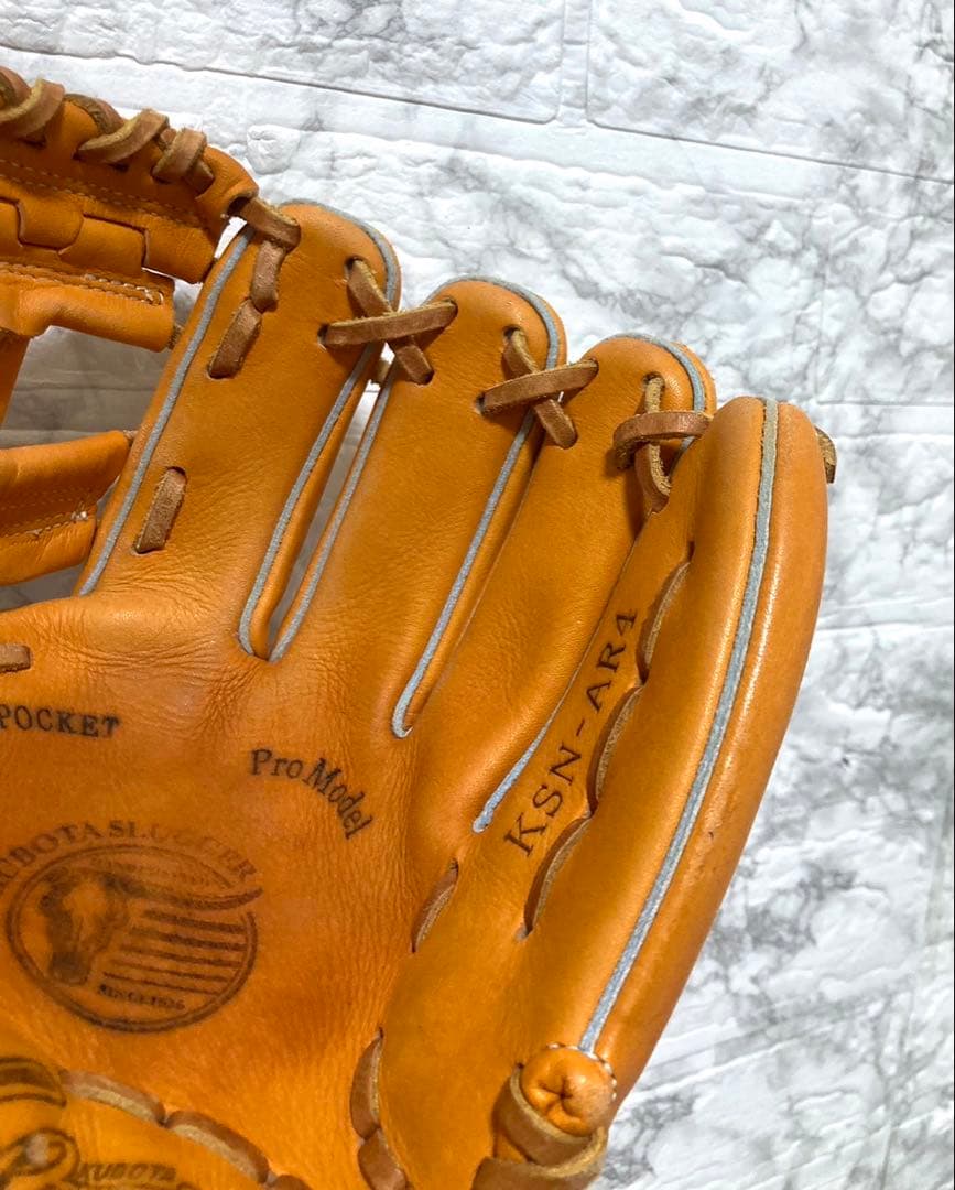 【美品】久保田スラッガー 軟式グローブ KSN-AR4 オレンジ 二遊間向け