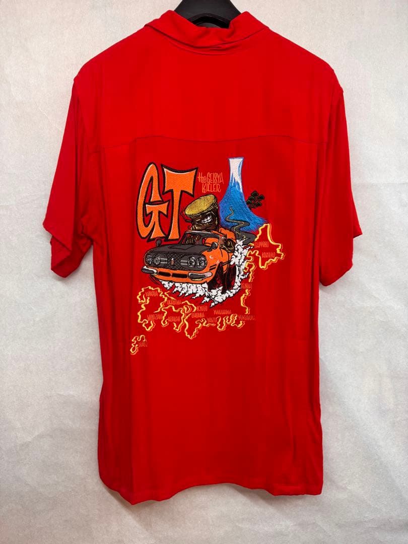 ベレットGT刺繍入り赤シャツ　ボーリングシャツ　ビンテージ　メンズM
