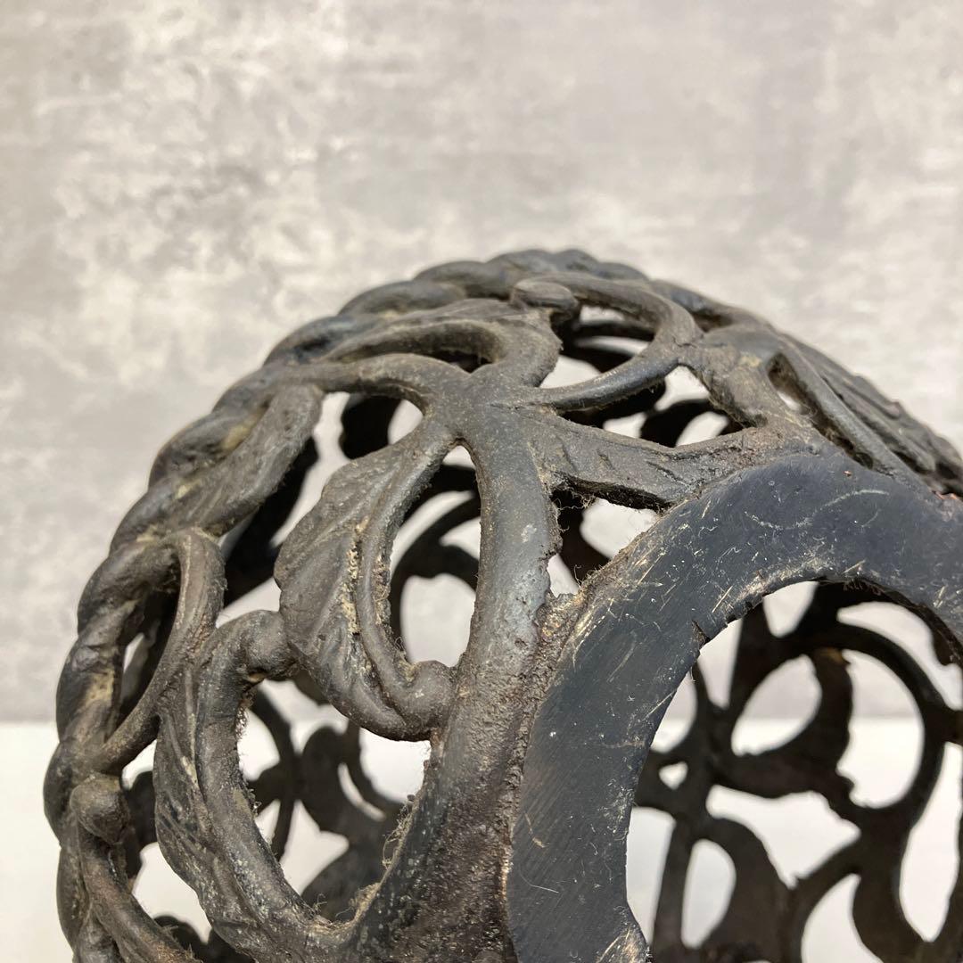 昭和レトロ 金属製 玉乗り獅子 シーサー 縁起物 置物 オブジェ 金属工芸