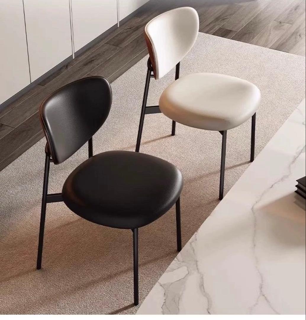 モダンダイニングチェア 黒色椅子2脚セット　おしゃれイス　高級感椅子