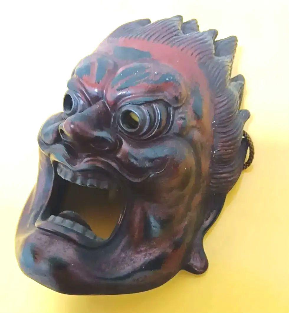 骨董品 伐折羅大将 お面 壁掛け 乾漆 仏教 美術 骨董品 レトロ アンティーク