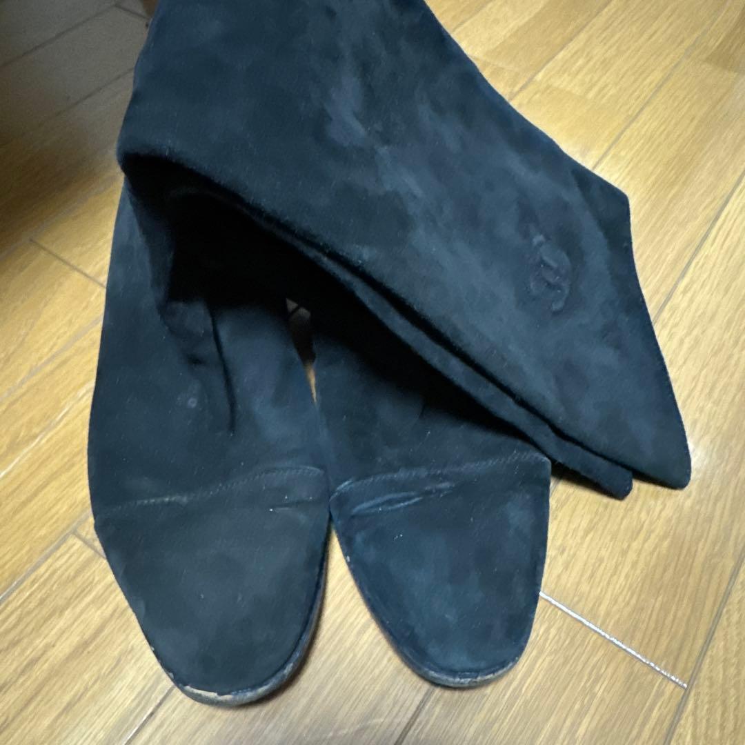 最終価格 CHANEL ブラック スエード ロングブーツ