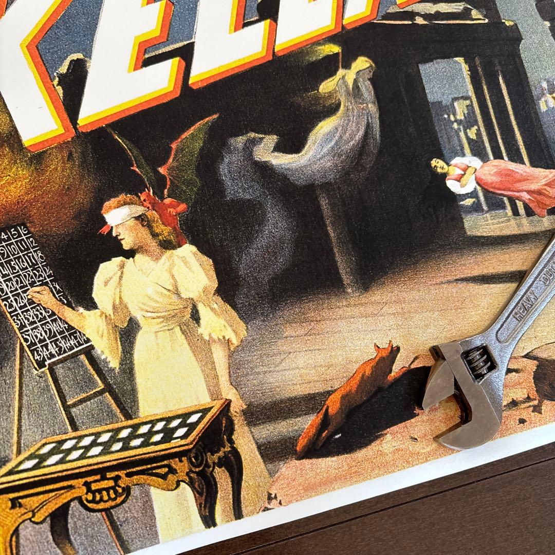 5 ビンテージ　アンティーク　悪魔　デビル　マジシャン　マジック　奇術　ポスター