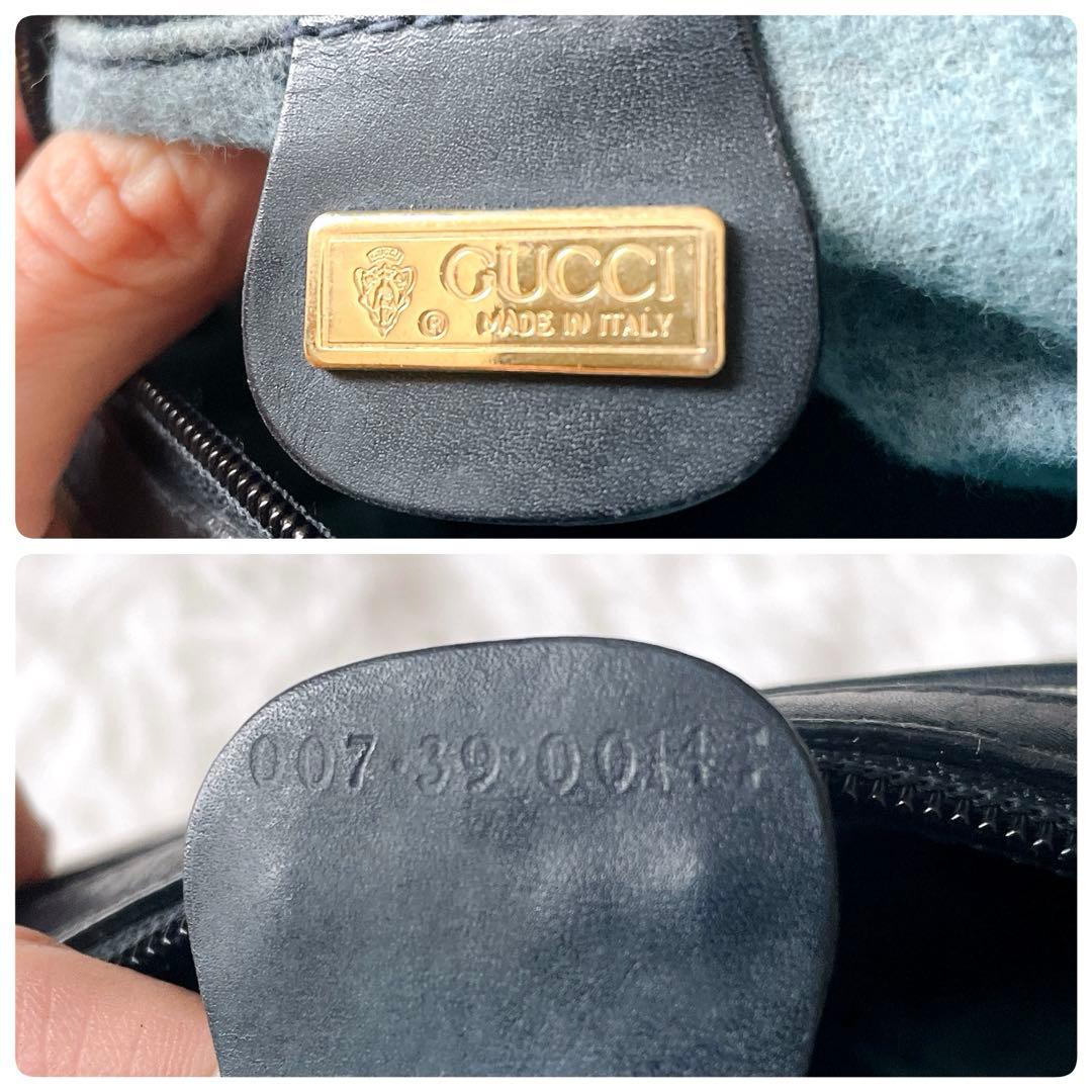 希少⭐︎GUCCI マイクロシマ PVCレザー ネイビー ショルダーバッグ