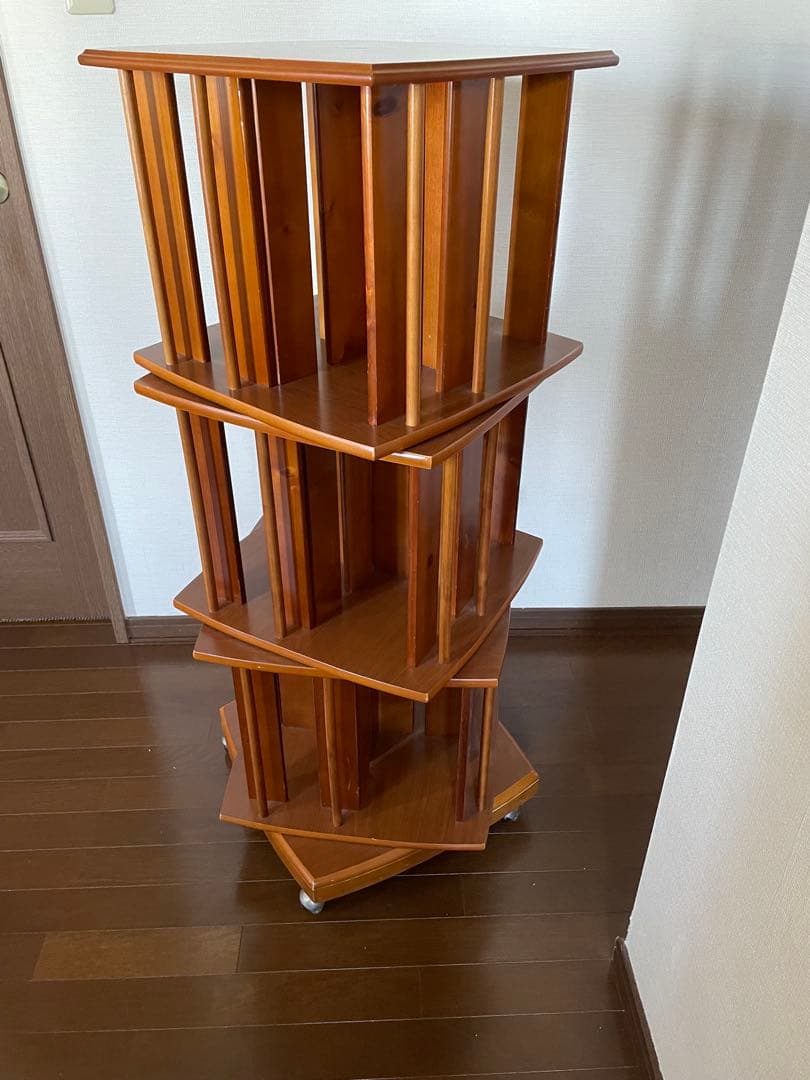 【COCO】回転式本棚三段 完成品 ブックシェルフ 完成品