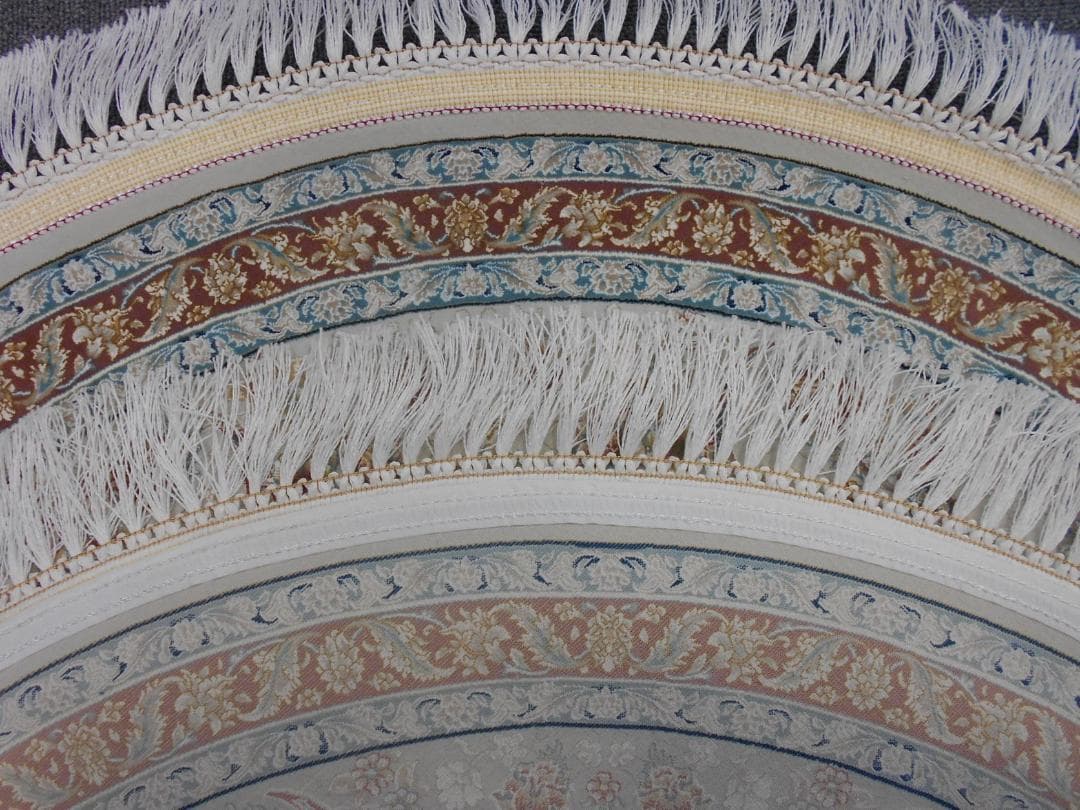 225万ノット、超高密度織！ 本場イラン産 絨毯！円形200cm‐200121