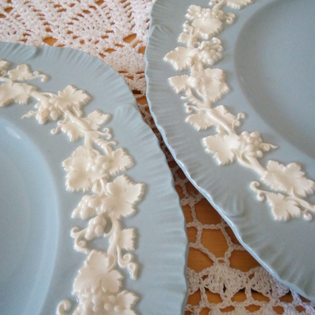 クイーンズウェア　エンボス　ラベンダー　シェルエッジ　２枚　ウェッジウッド