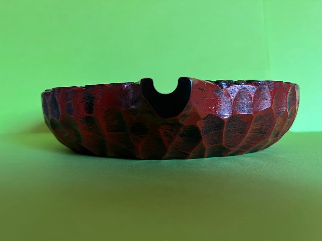 川添日記　片口小皿　草木彫漆器