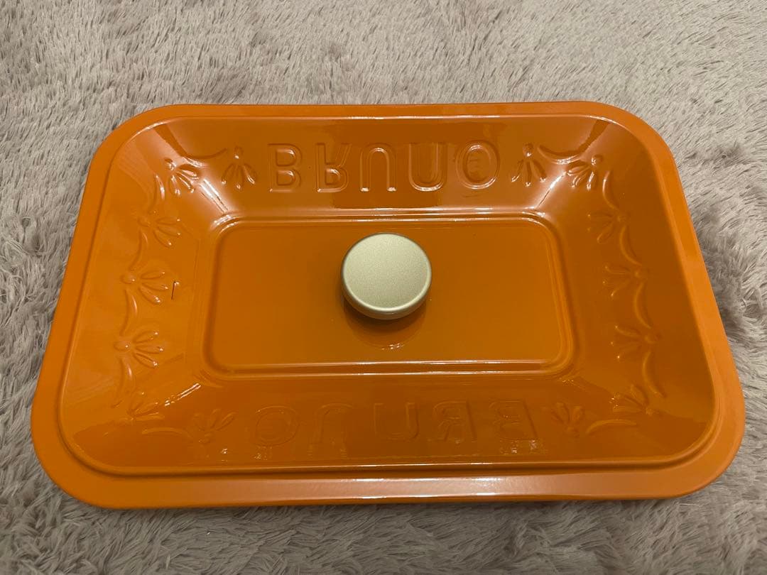 【新品】BRUNO コンパクトホットプレート　オレンジ（蓋に柄入）専用深型鍋付き