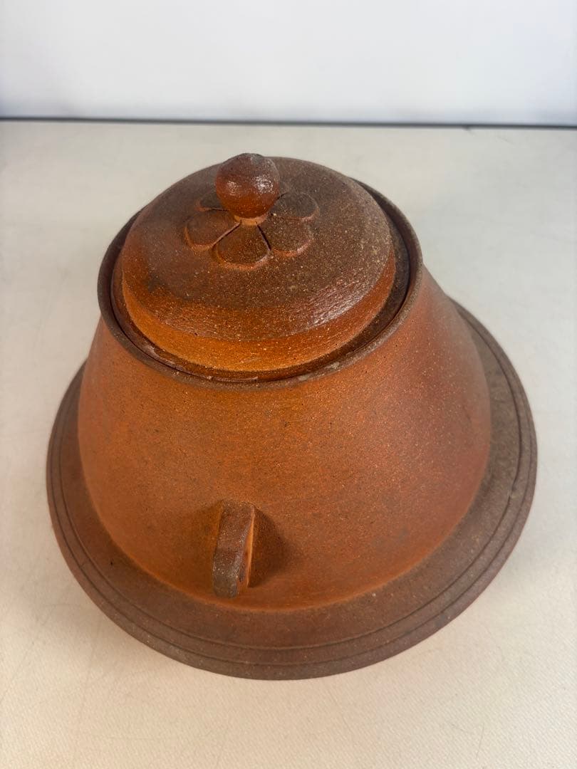 陶器製茶道具 鳳凰風炉　茶釜　敷板(皿)付き