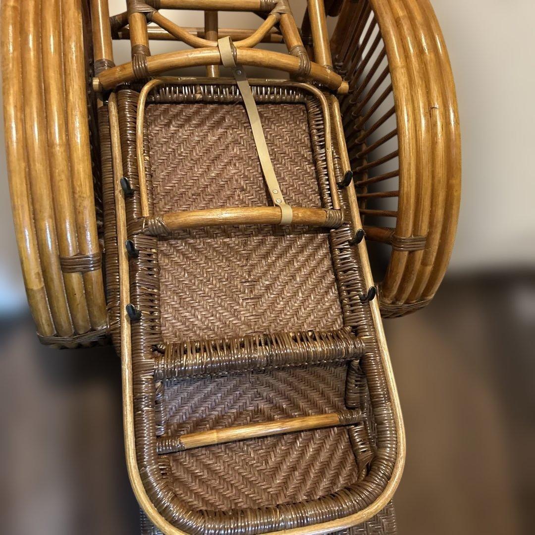 KAZAMA カザマ　ラタン　籐製　3段階調整可能リクライニングチェア