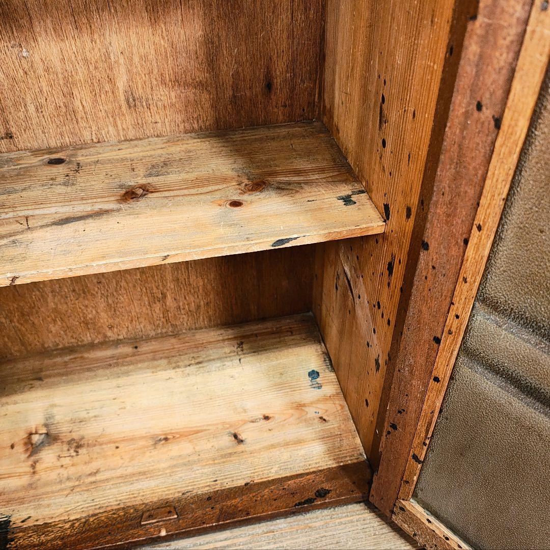 ガラス扉の棚　食器棚　本棚　昭和レトロ　古家具