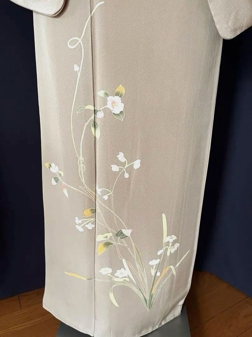 【訪問着】京加賀友禅　松本健一　優美な手描き友禅　亜麻色　＋　身幅直し