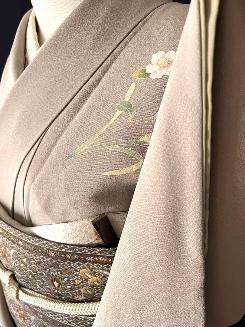 【訪問着】京加賀友禅　松本健一　優美な手描き友禅　亜麻色　＋　身幅直し