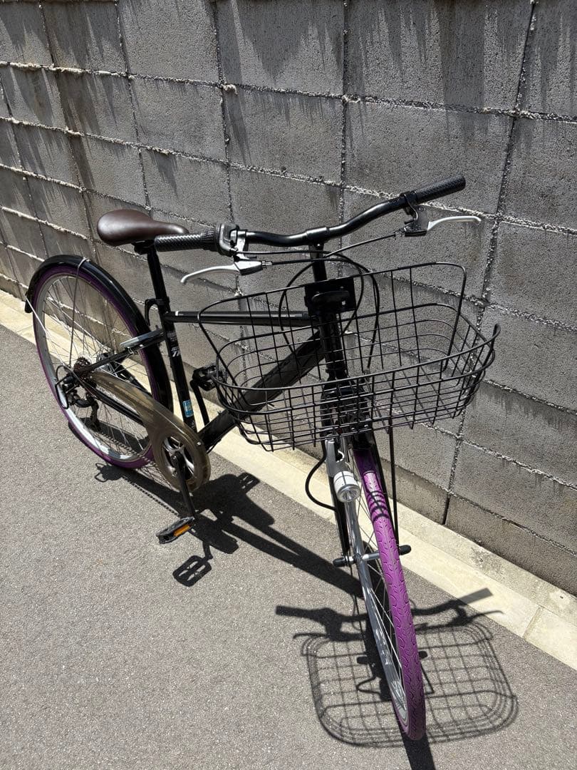 新品タイヤ&サドル　 クロスバイク　BK×purple