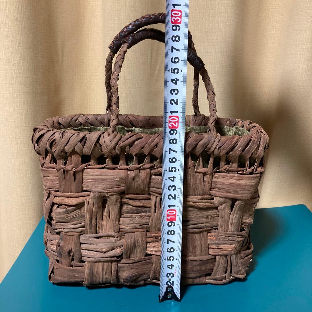 山葡萄カゴバッグ（国産） 内布、持ち手革カバー付 手作り