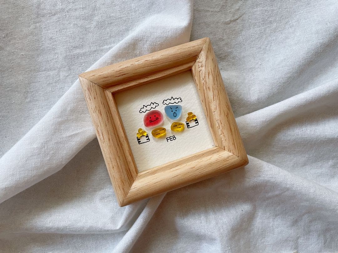 シーグラスアート　オーダー　12ヶ月カレンダー・干支　ミニサイズ