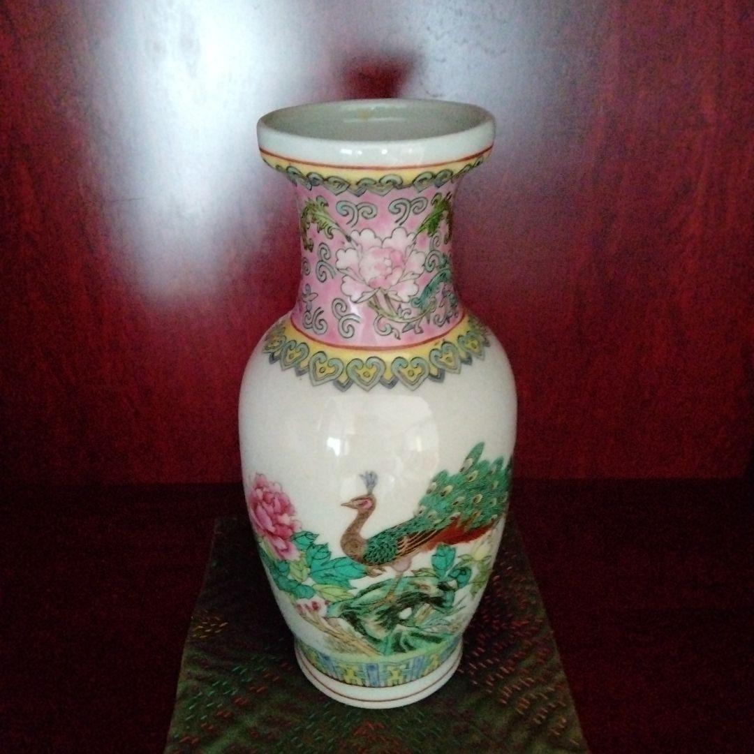 貴重中国骨董陶芸中国七十年代景徳鎮最高級手造り陶磁器 国営手工精製花瓶　 在銘