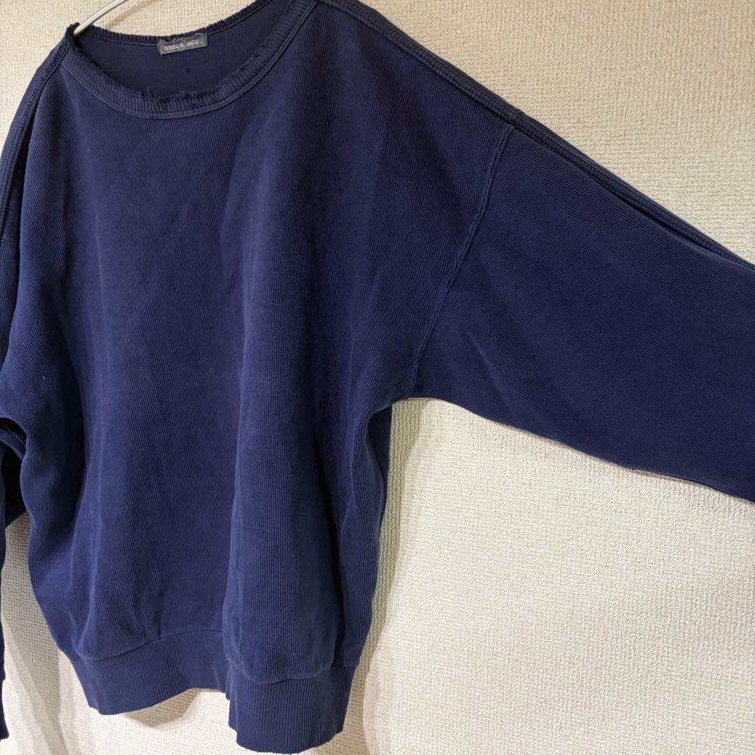 80s 筆タグ　ISSEY MIYAKE スウェット　バックロゴ　ネイビー