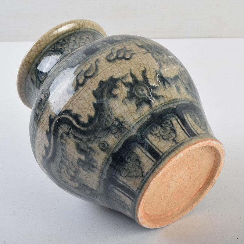 中国　安南染付　雲龍文　壷　C　9161