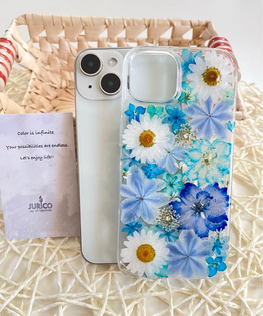 フルオーダーメイドのハンドメイド押し花スマホケース　全機種対応