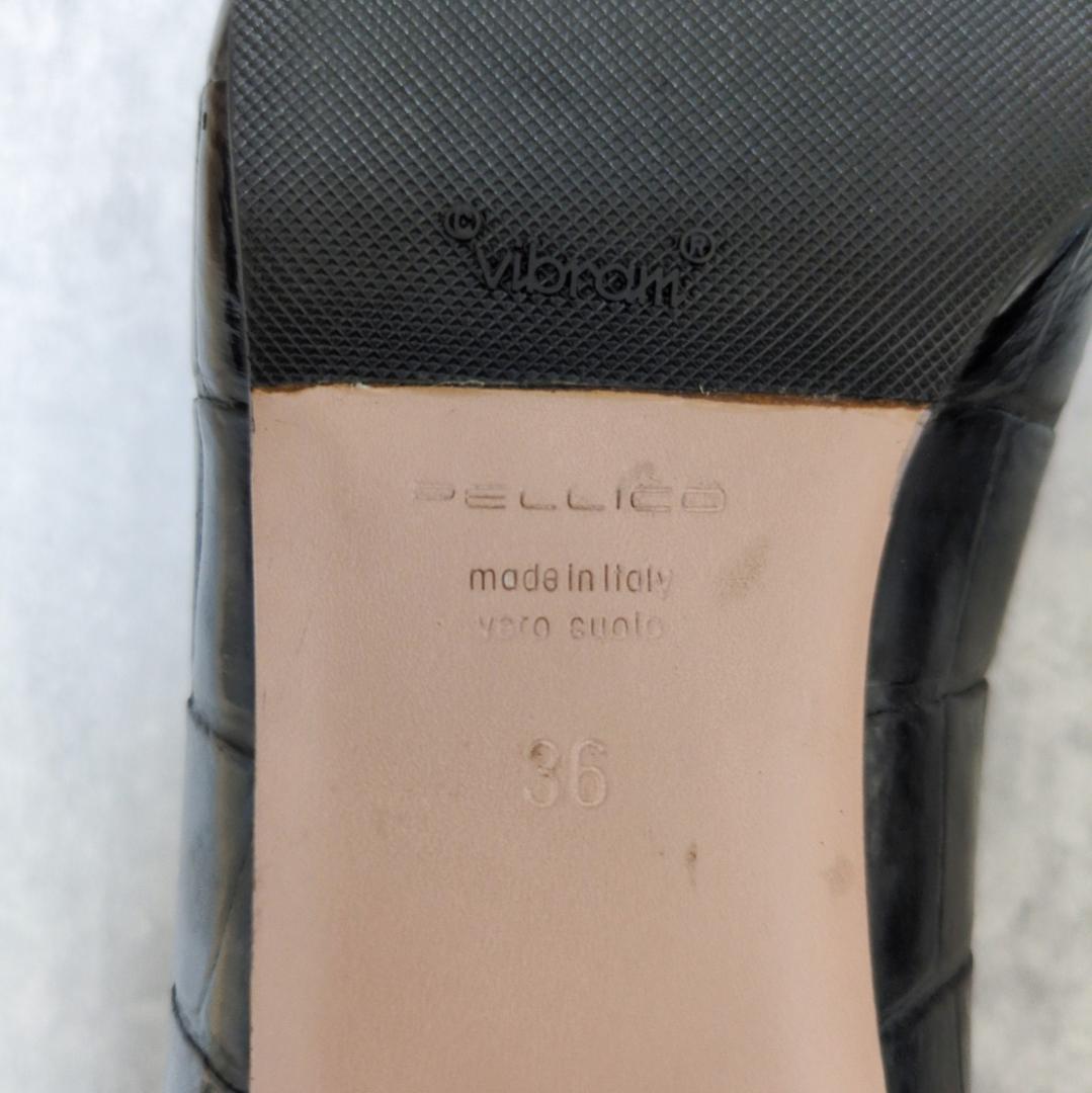 【美品】PELLICO フラットシューズ クロコ ソフト Vカット レザー 36