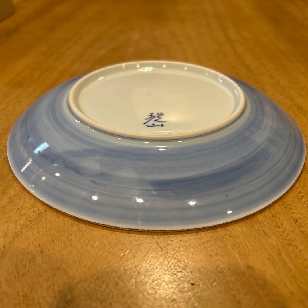 飾り皿　琥山窯　竹絵金箔推　皿立て箱付