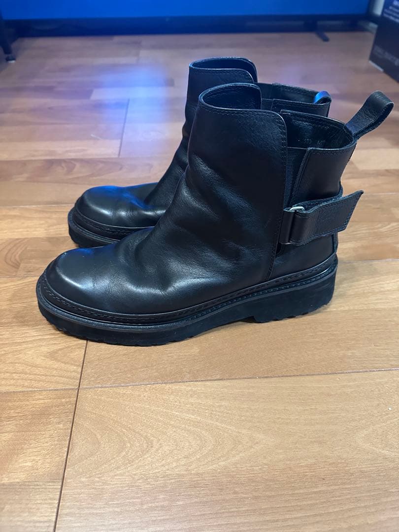 zucca 黒 レザー サイドゴアブーツ 厚底