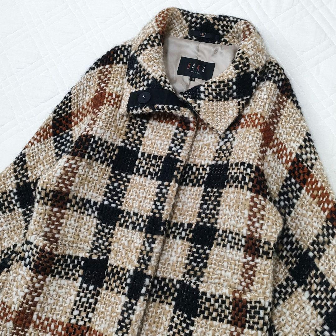 【希少】DAKS　ローゲージツイード　ニットコート　ハウスチェック　サイズ38