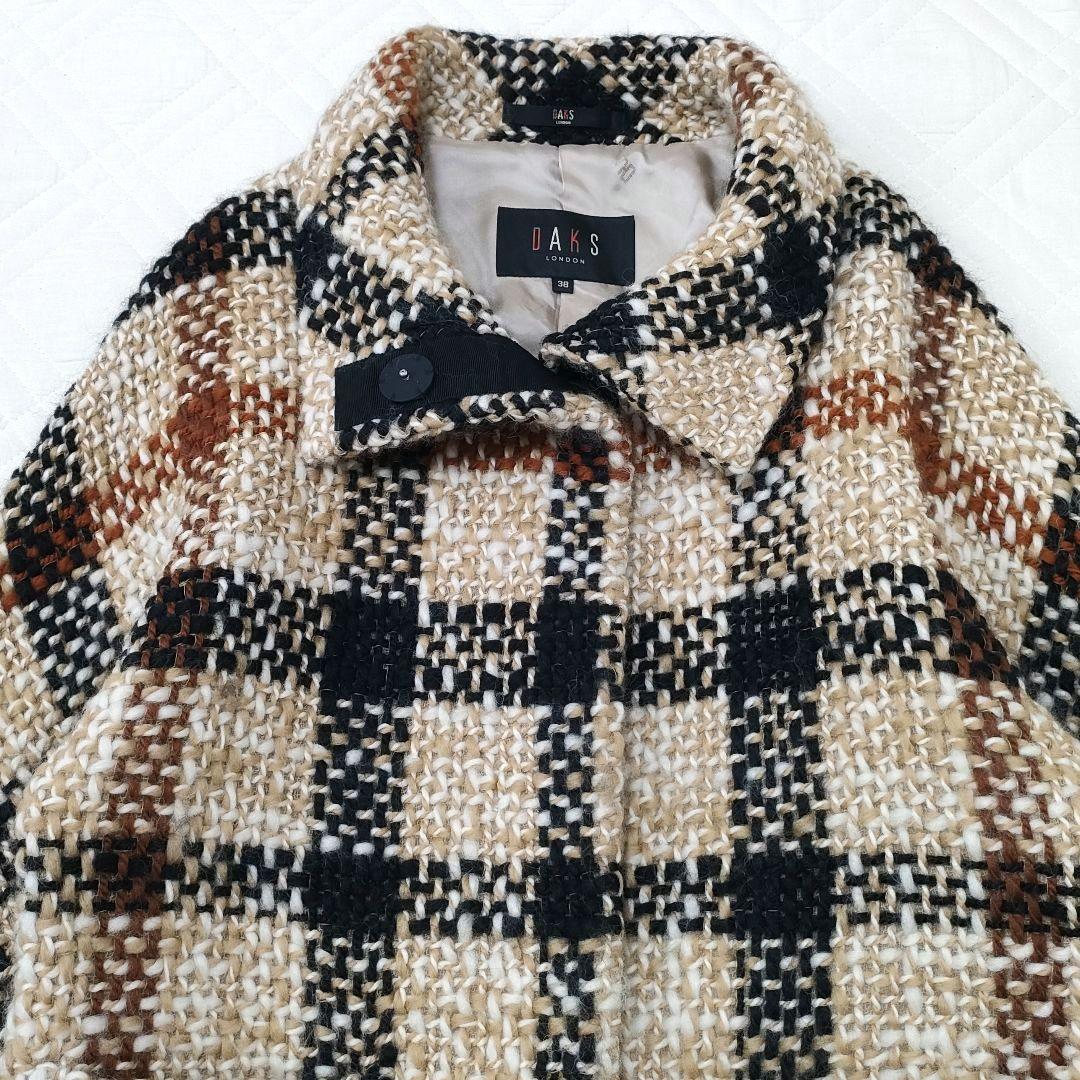 【希少】DAKS　ローゲージツイード　ニットコート　ハウスチェック　サイズ38