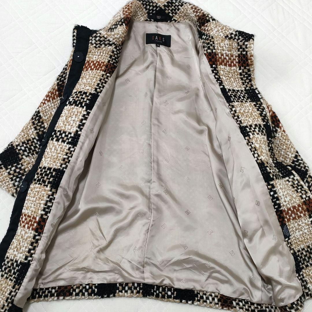 【希少】DAKS　ローゲージツイード　ニットコート　ハウスチェック　サイズ38