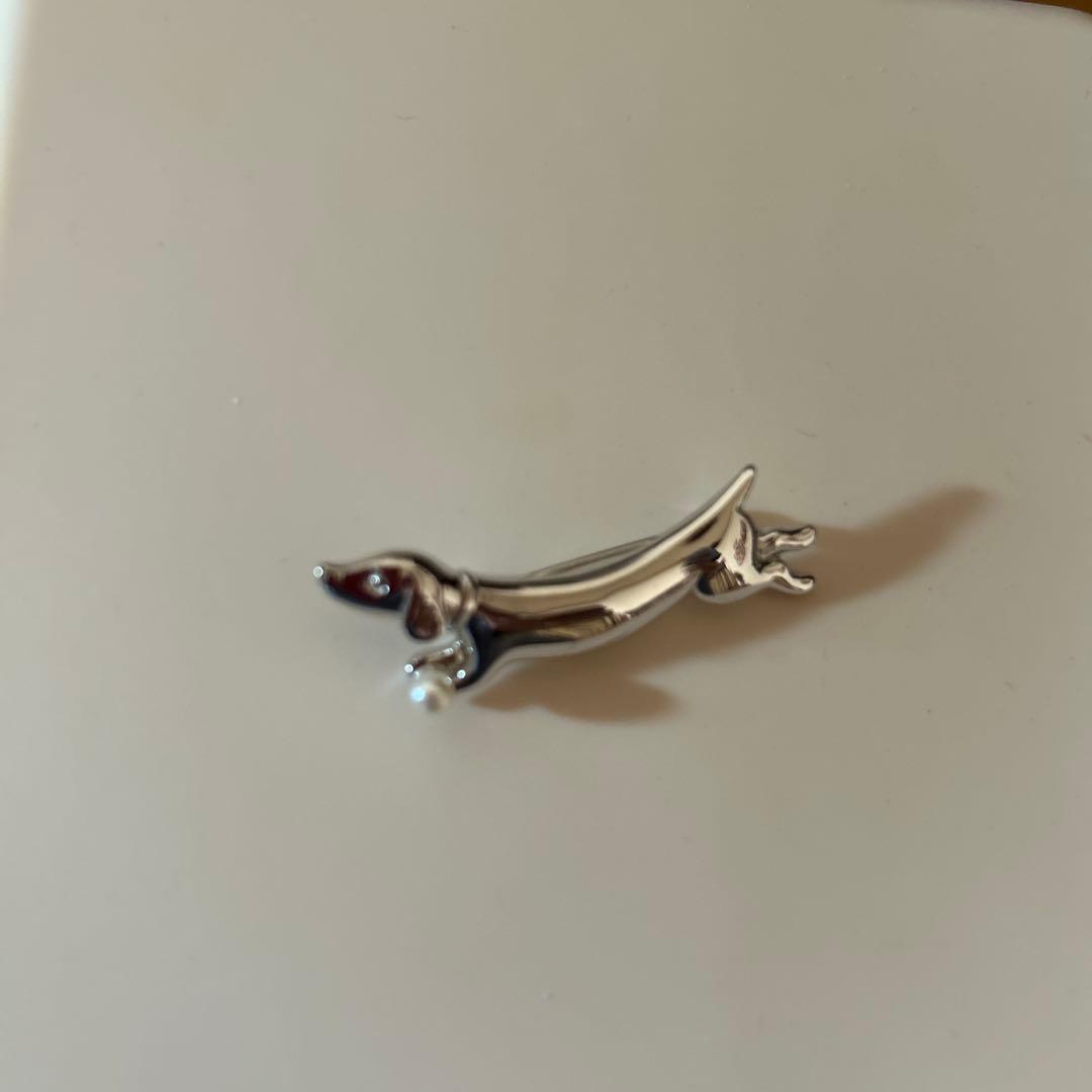 ミキモト MIKIMOTO ブローチ パール ダックスフント 犬 真珠 シルバー