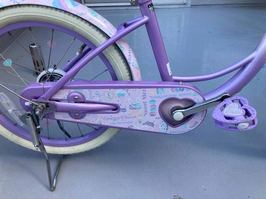 子供用自転車　アサヒサイクルのメゾピアノ 紫色とピンク 18インチ