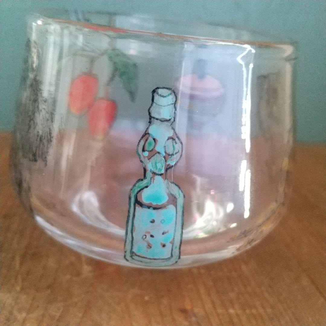 美品　木越あい　しりとり文グラス　ネコ　マウンテンゴリラ　ガラス作家